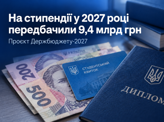 На стипендії у 2027 році передбачили 9,4 млрд грн